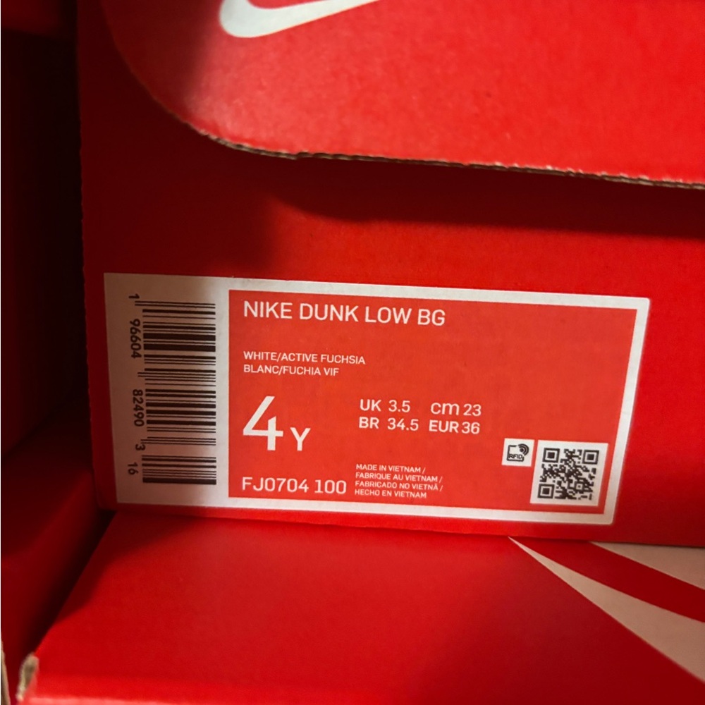 Nike Dunk Low Active Fuchsia Pink White Shoes FJ0704-100 (GS) - Picture 6 of 12